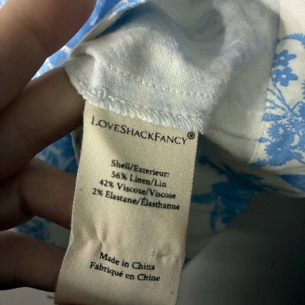 LOVESHACKFANCY Linen Dress Blue Floral Feminine | Coastal Chic Hamptons Preppy 6 - Picture 9 of 13